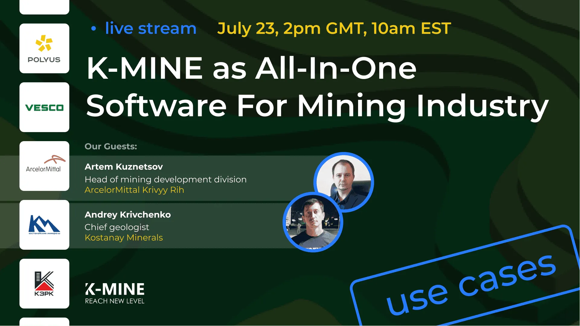 K-MINE live stream webinar demonstrating all-in-one mining software platform