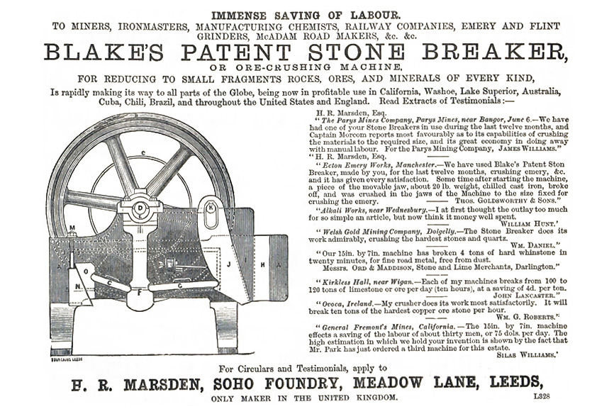 First patented stone-crusher