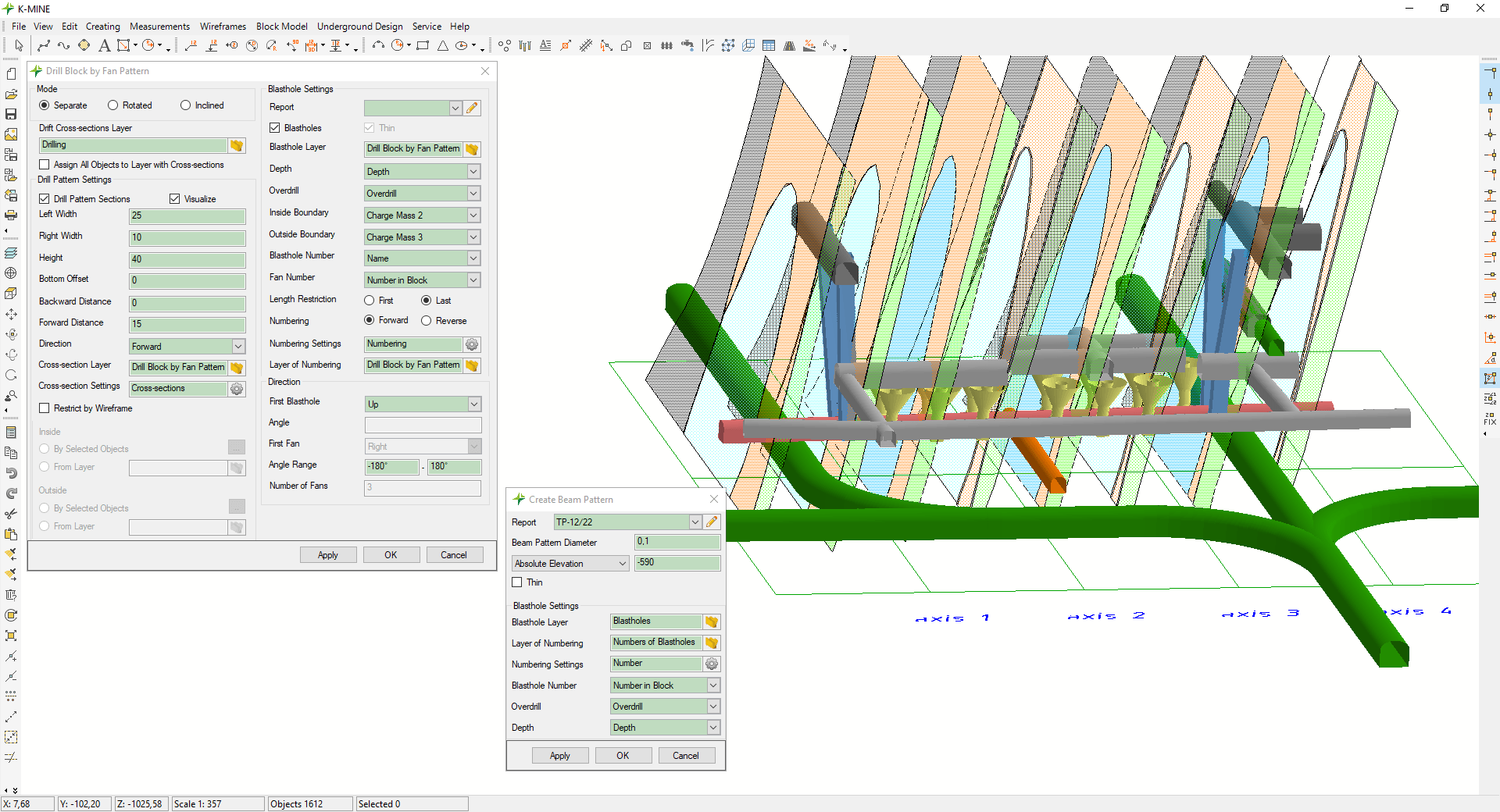 Creating geological and surveying sections according to existing models