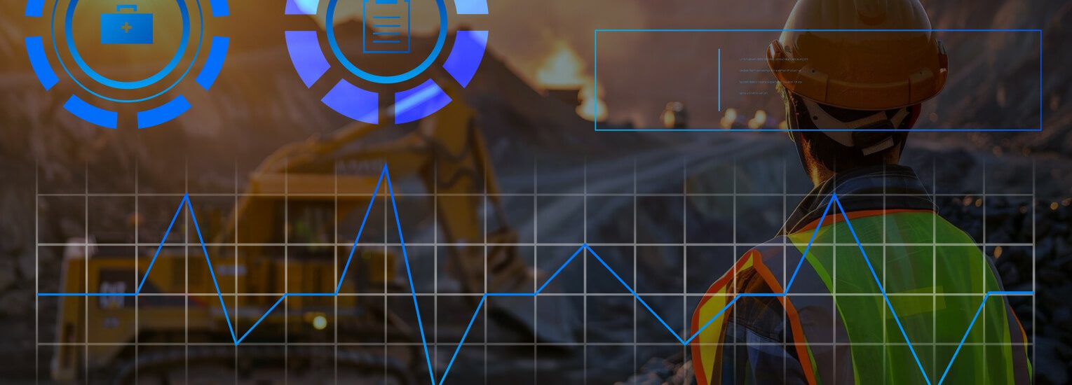 A safety control room displaying predictive maintenance dashboards and alerts, highlighting advanced technology in modern mine operations.