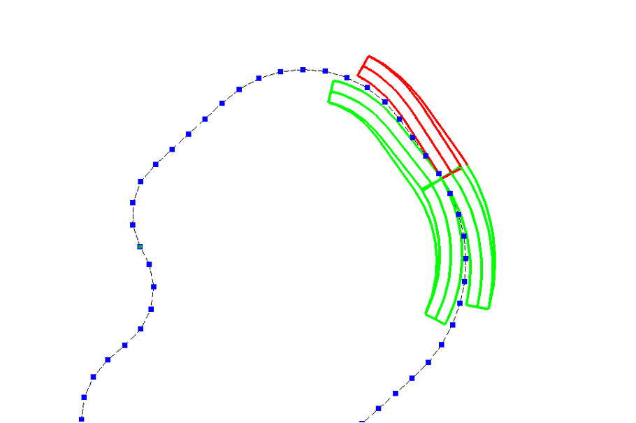 After a few adjustments, we can observe a completed section of our project. Thus, the lower bench can essentially be constructed using just one command—Construct Ramp.